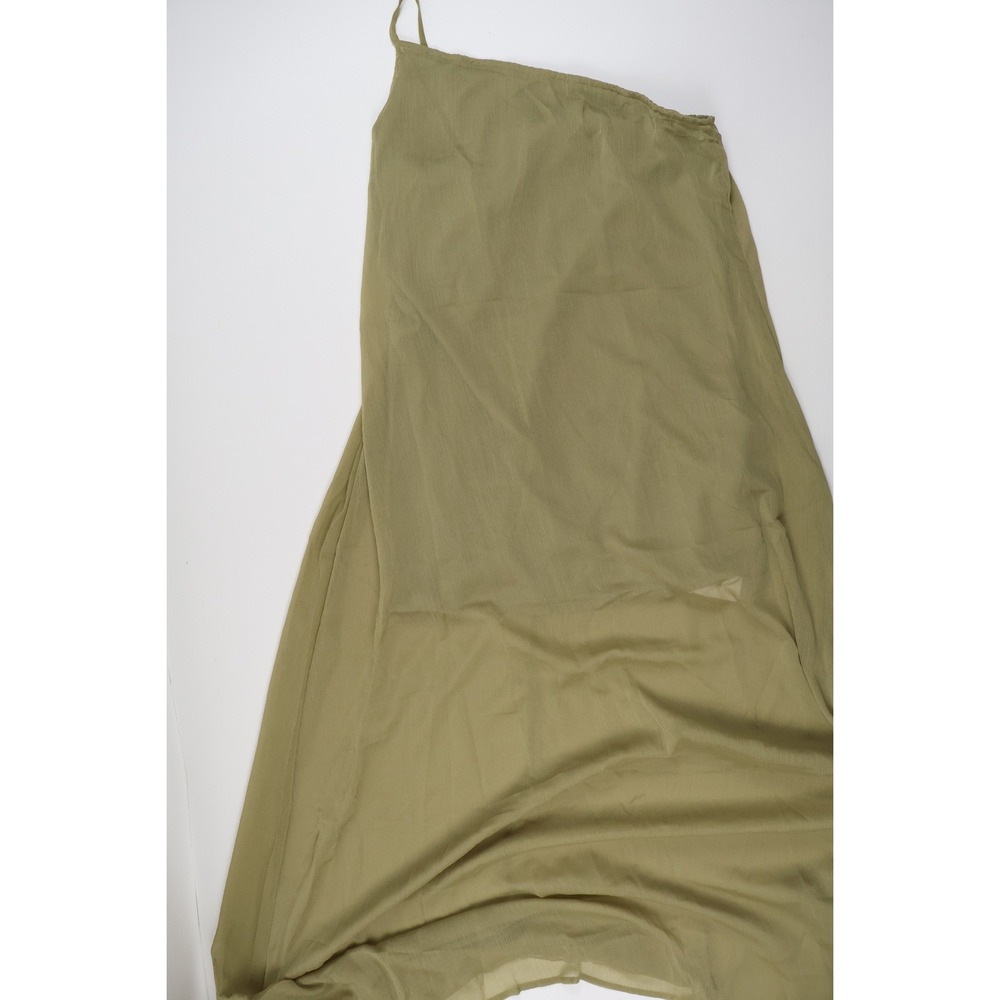 AIIRZ Maxi Skirt Chiffon Overlay Olive Green Solid Large NWT